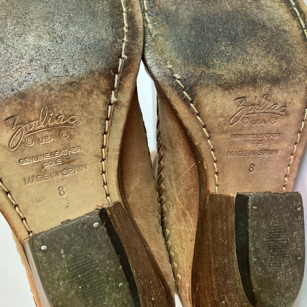 Vtg Zodiac Leather Tall Knee High Riding Cowboy Boots Size 8 Brown Boho Hippie - Picture 9 of 12
